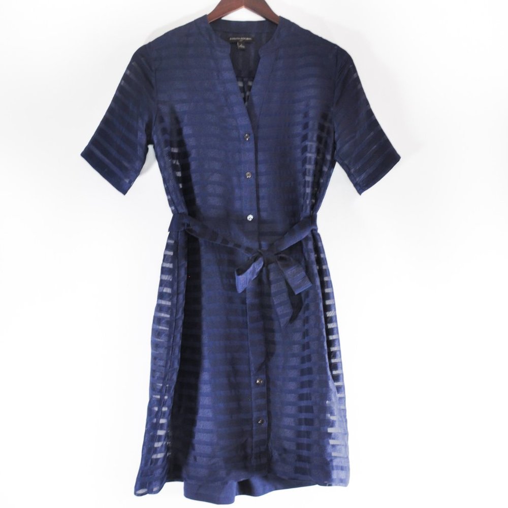 Banana Republic Navy Sheer Overlay Dress with Slip